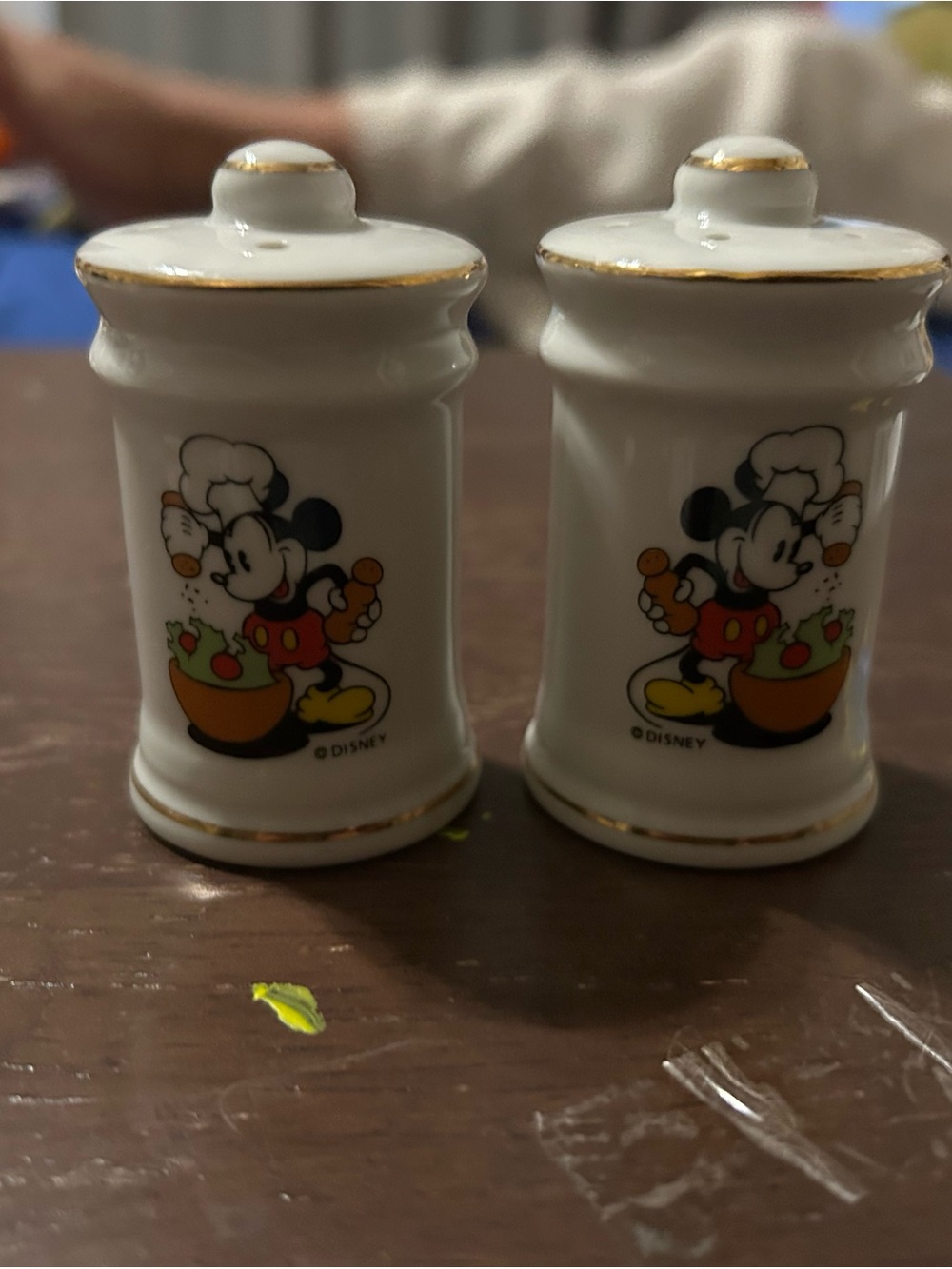 Vintage Chef Mickey Mouse Ceramic Salt & Pepper Shakers Disney Made in Japan